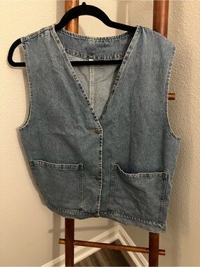 Othr Light Blue Denim Vest with Front Patch Pockets